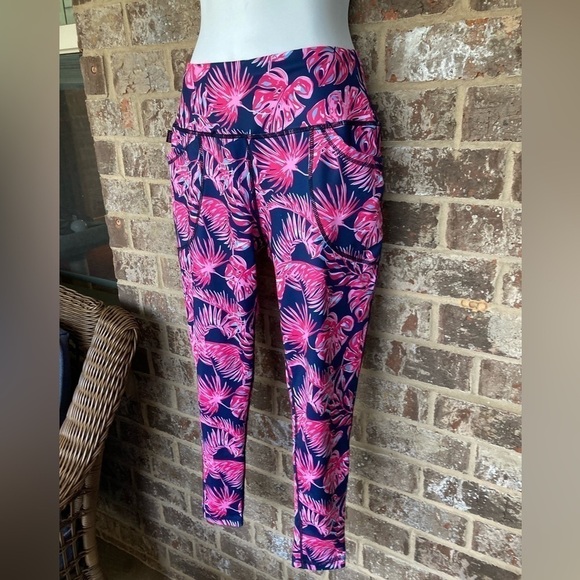 Simply Southern Yoga Legging Paradise Navy Palm Size Small NWT New With Tags - Picture 2 of 11